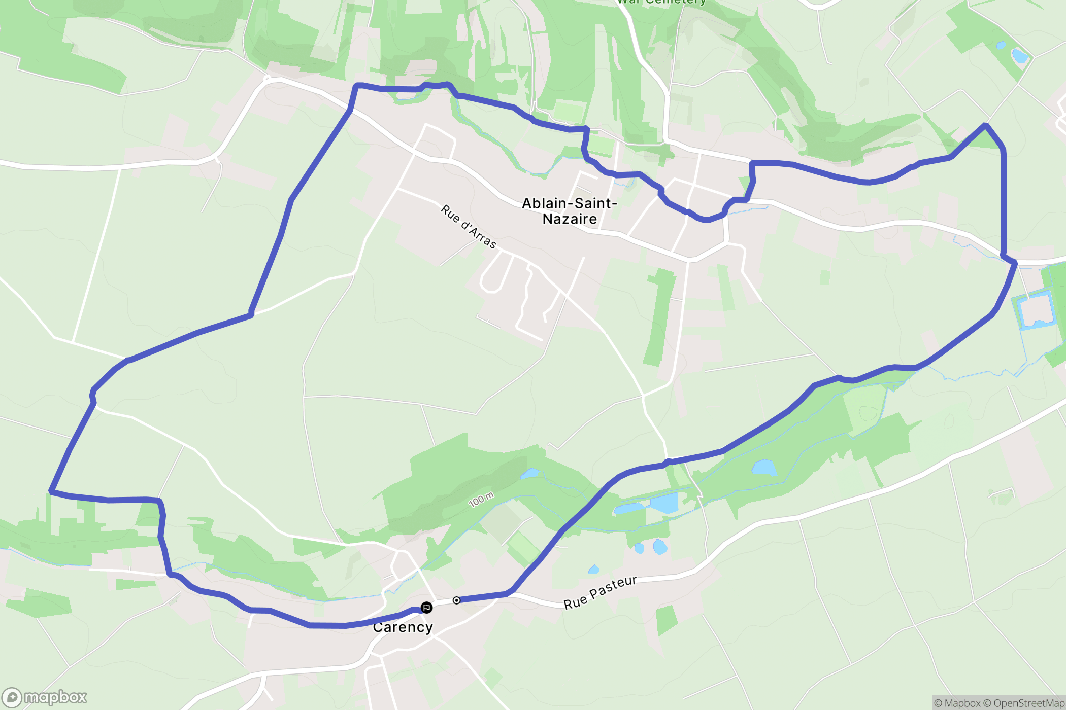 Carency : carte du parcours de randonnée - France