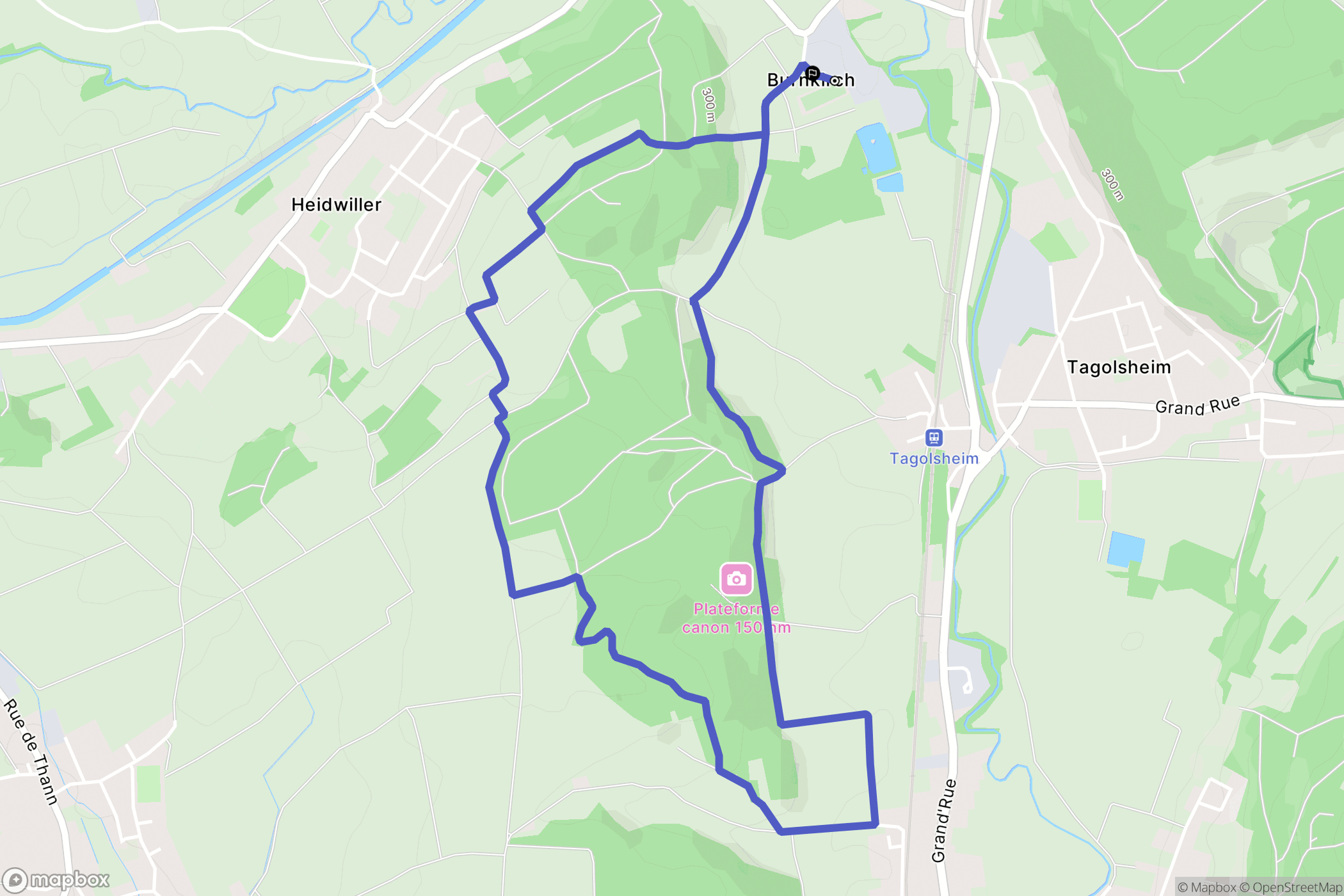 Illfurth : carte du parcours de randonnée - France