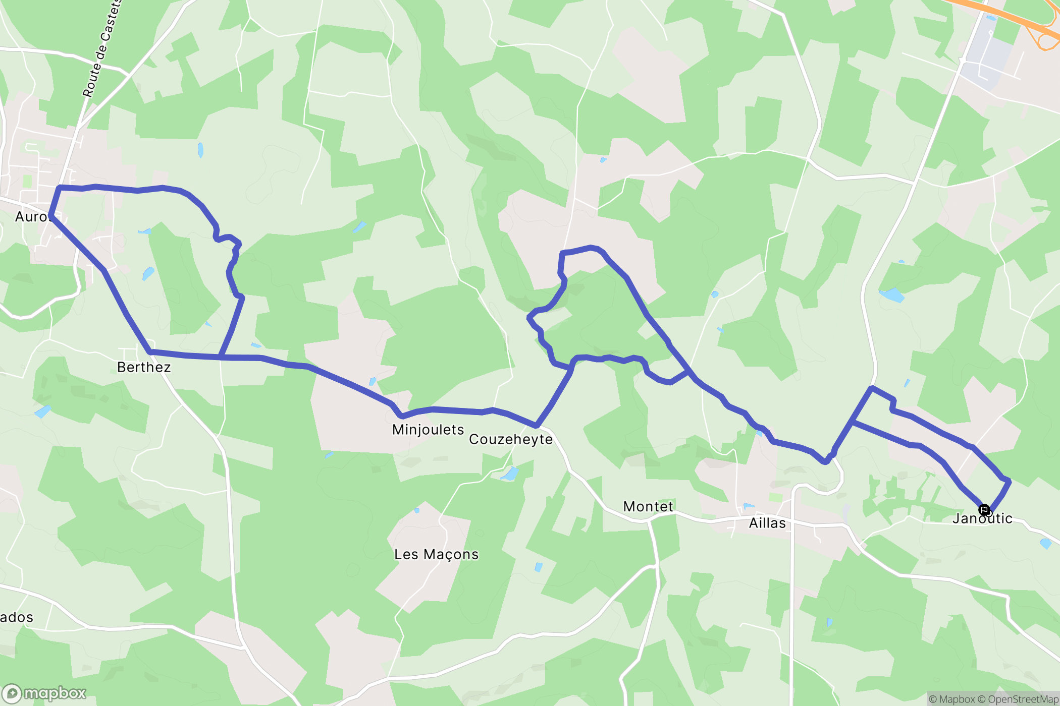 Aillas : carte du parcours de randonnée - France