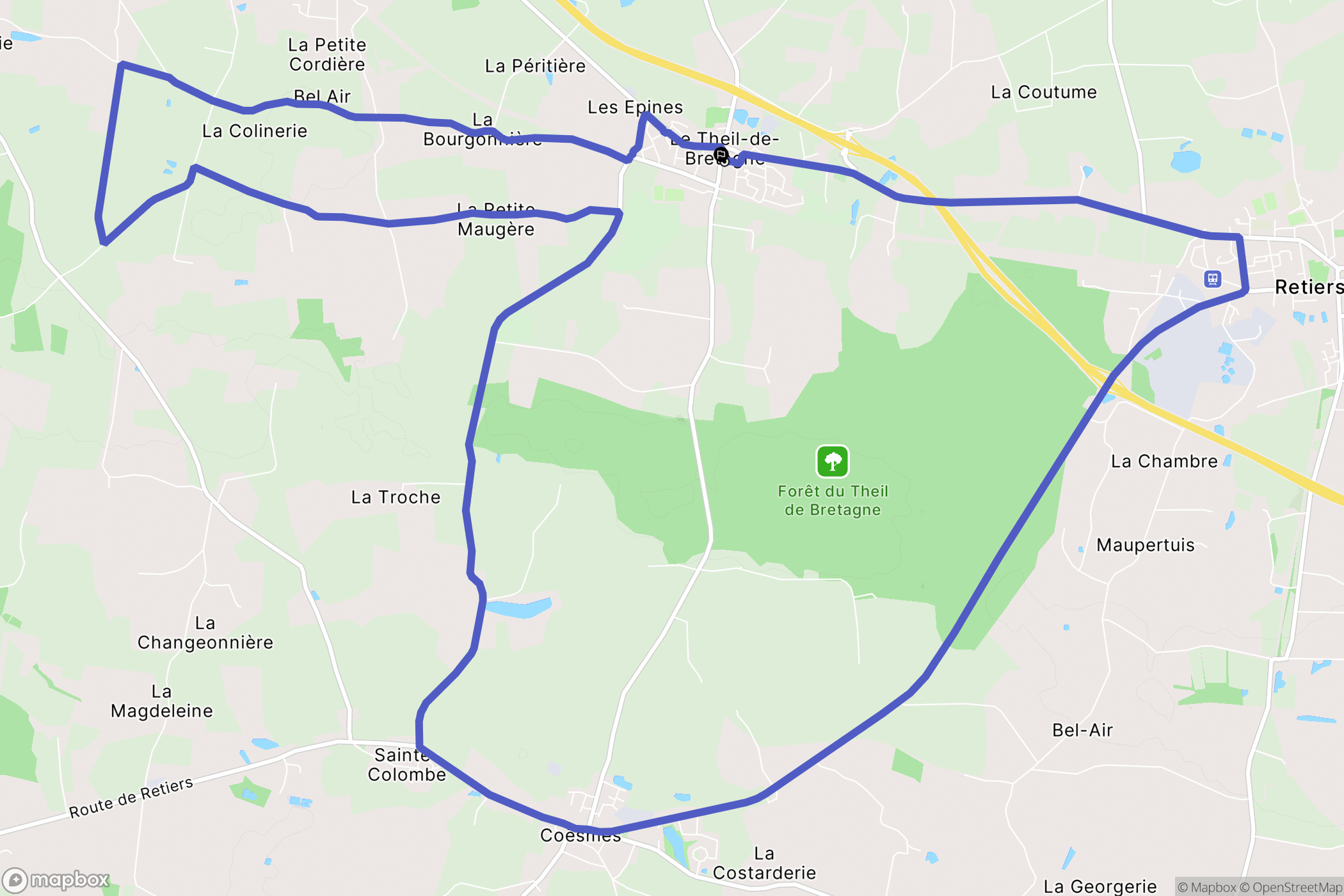 Le Theil-de-Bretagne : carte du parcours de randonnée - France