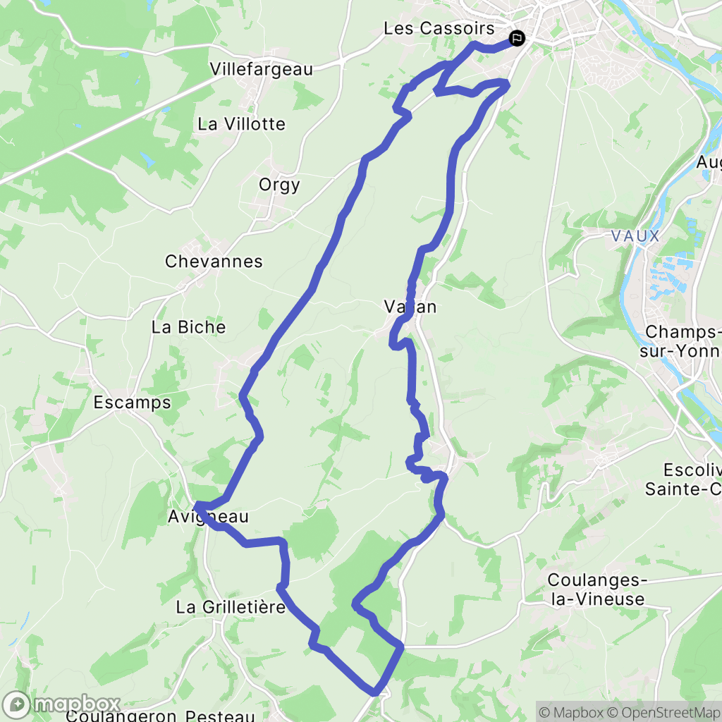 Auxerre : carte du parcours de randonnée - France