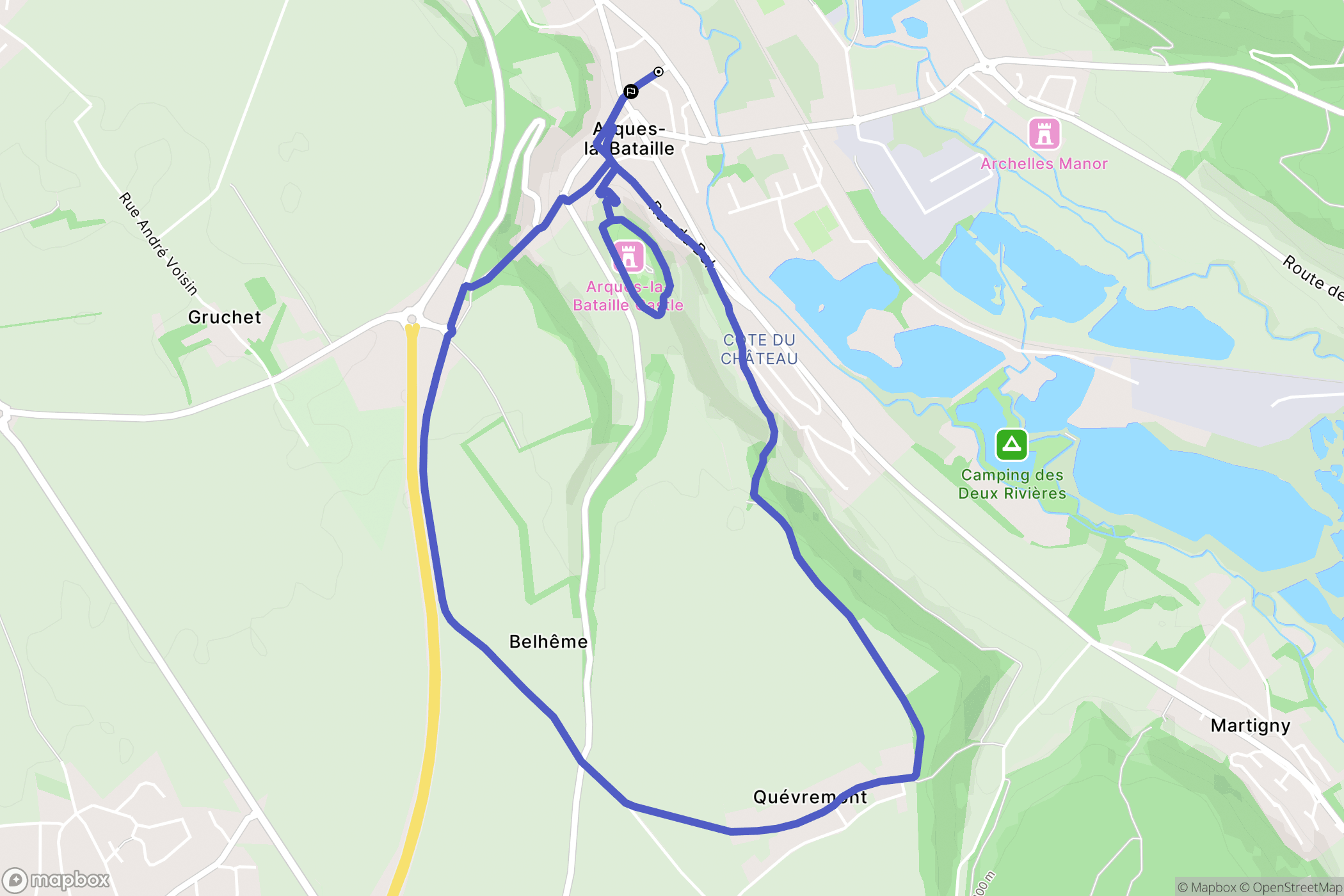 Arques-la-Bataille : carte du parcours de randonnée - France
