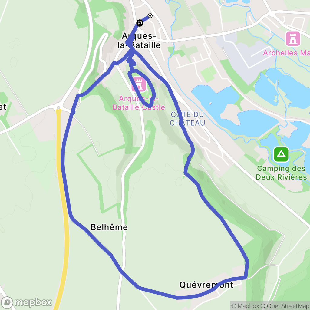 Arques-la-Bataille : carte du parcours de randonnée - France