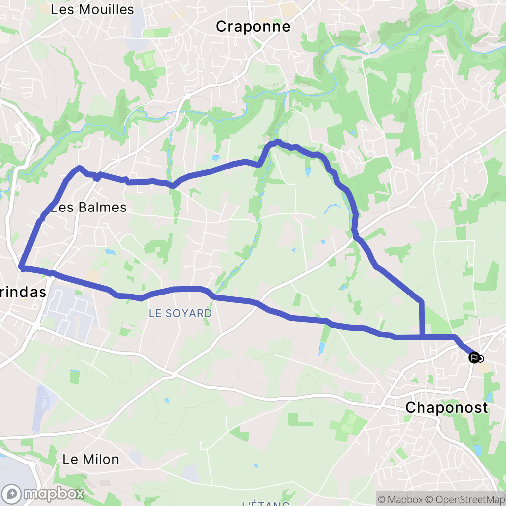 Chaponost : carte du parcours de randonnée - France