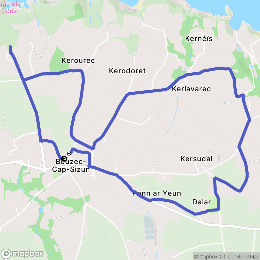 Beuzec-Cap-Sizun : carte du parcours de randonnée - France