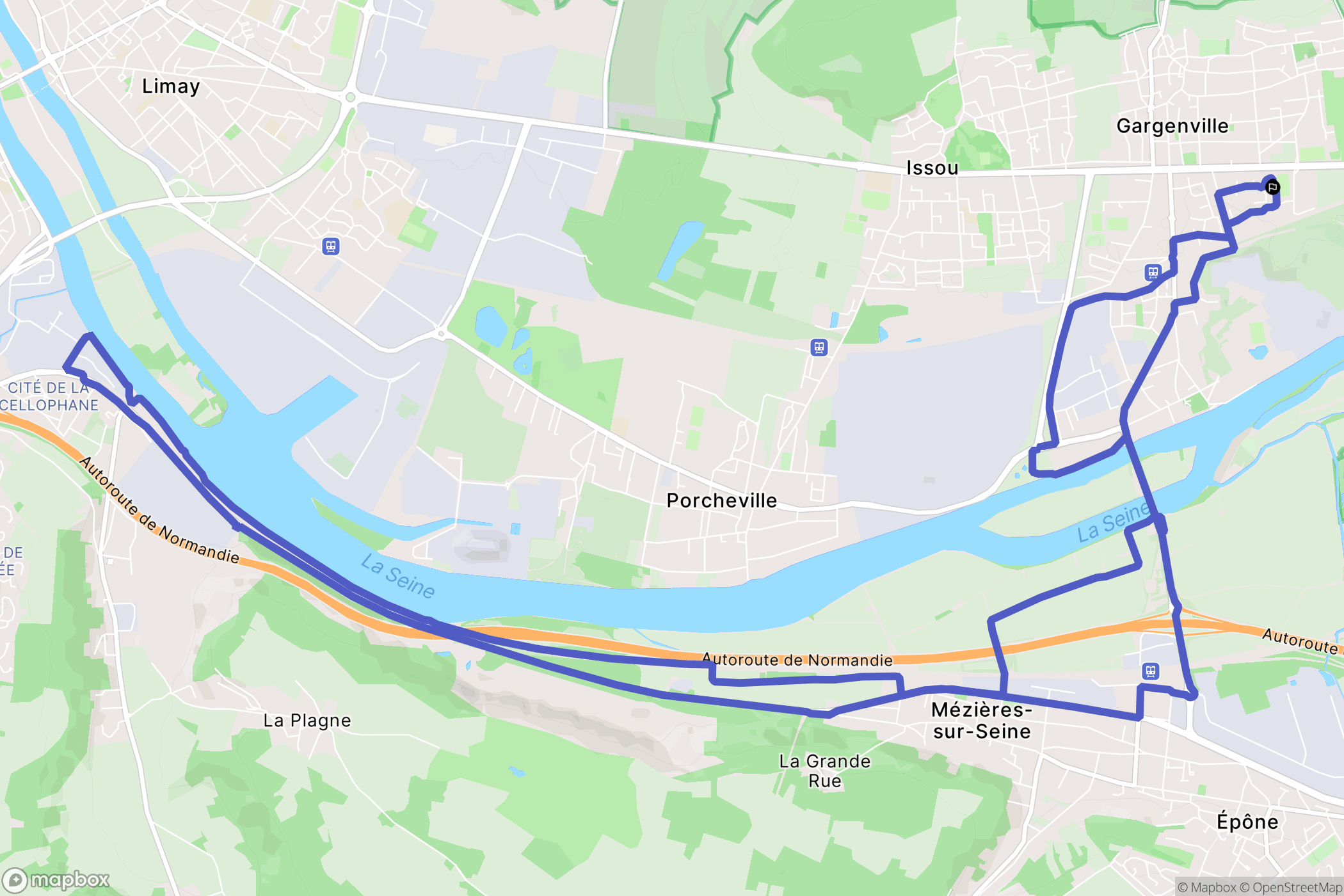 Gargenville : carte du parcours de randonnée - France