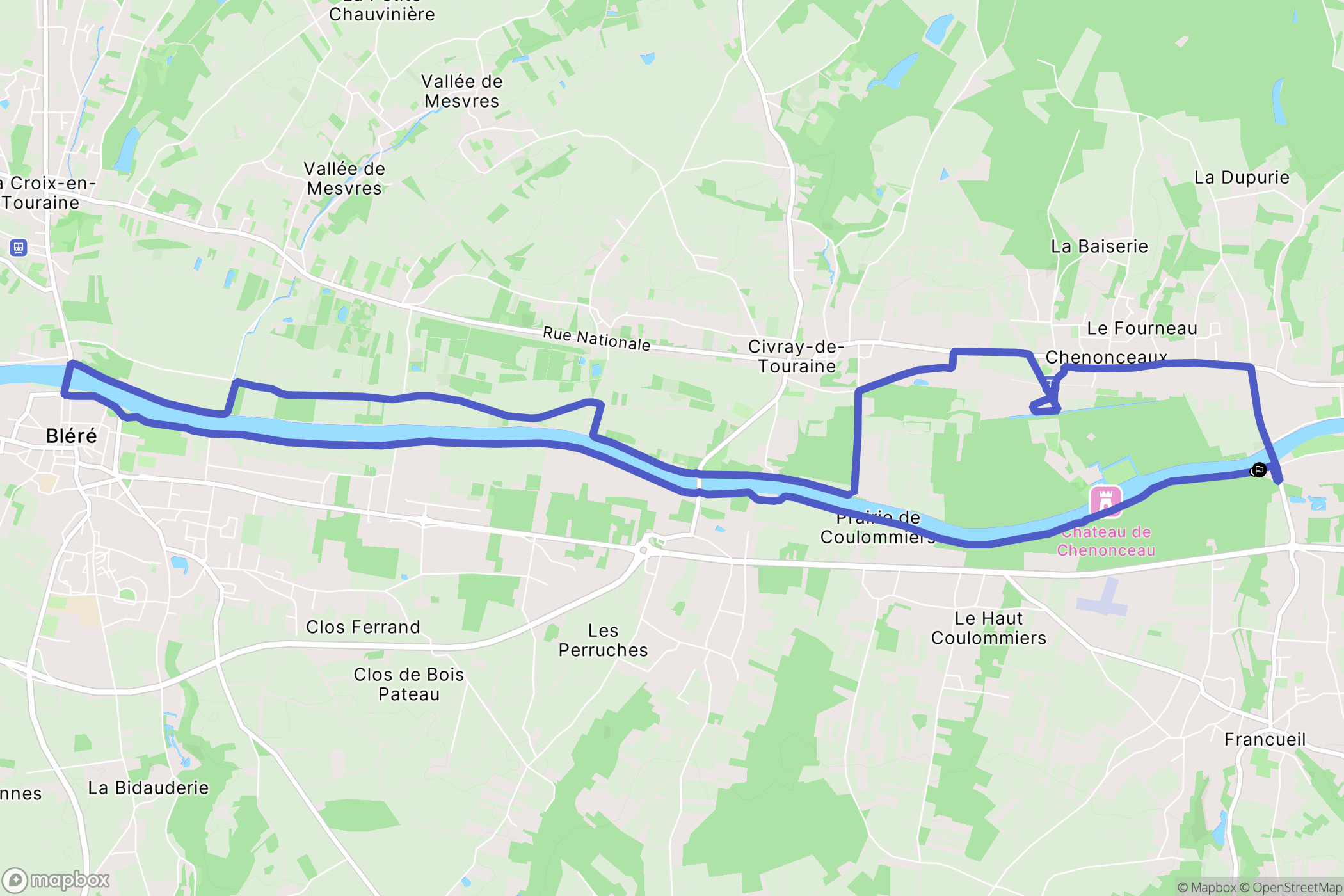 Francueil : carte du parcours de randonnée - France