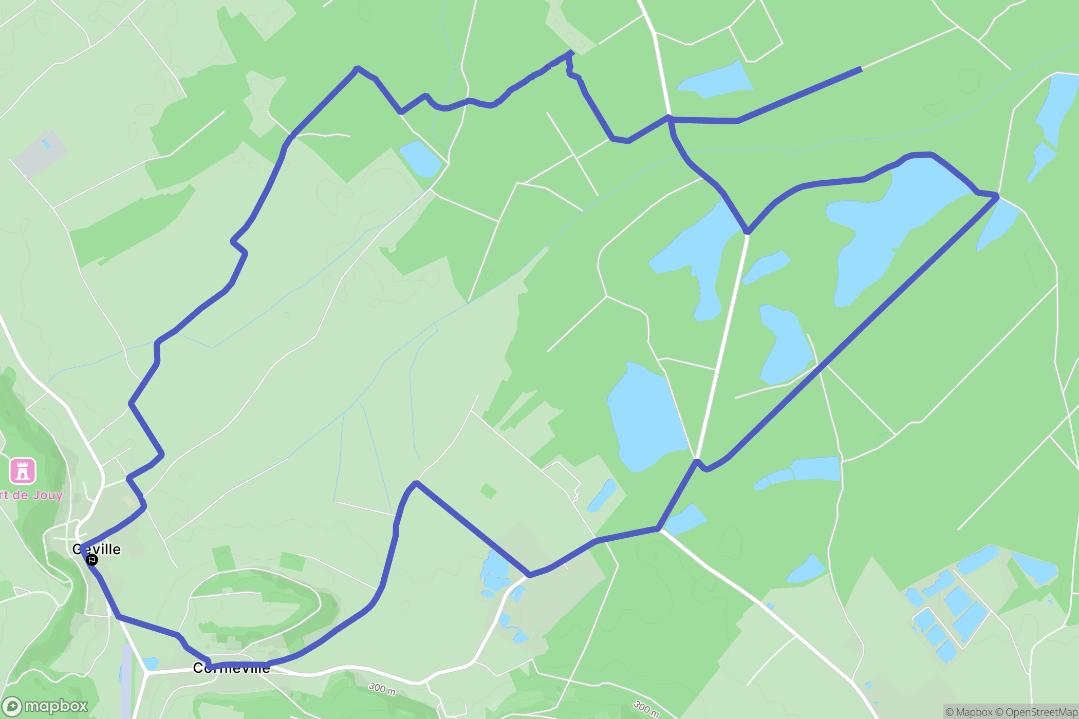 Geville : carte du parcours de randonnée - France