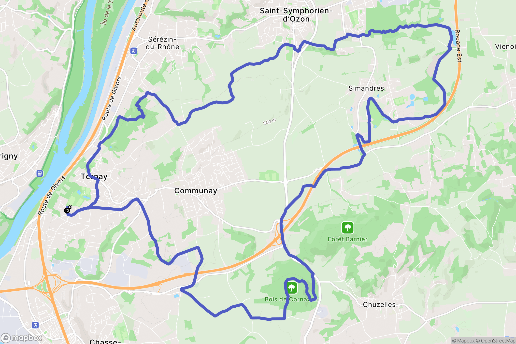 Ternay : carte du parcours de randonnée - France