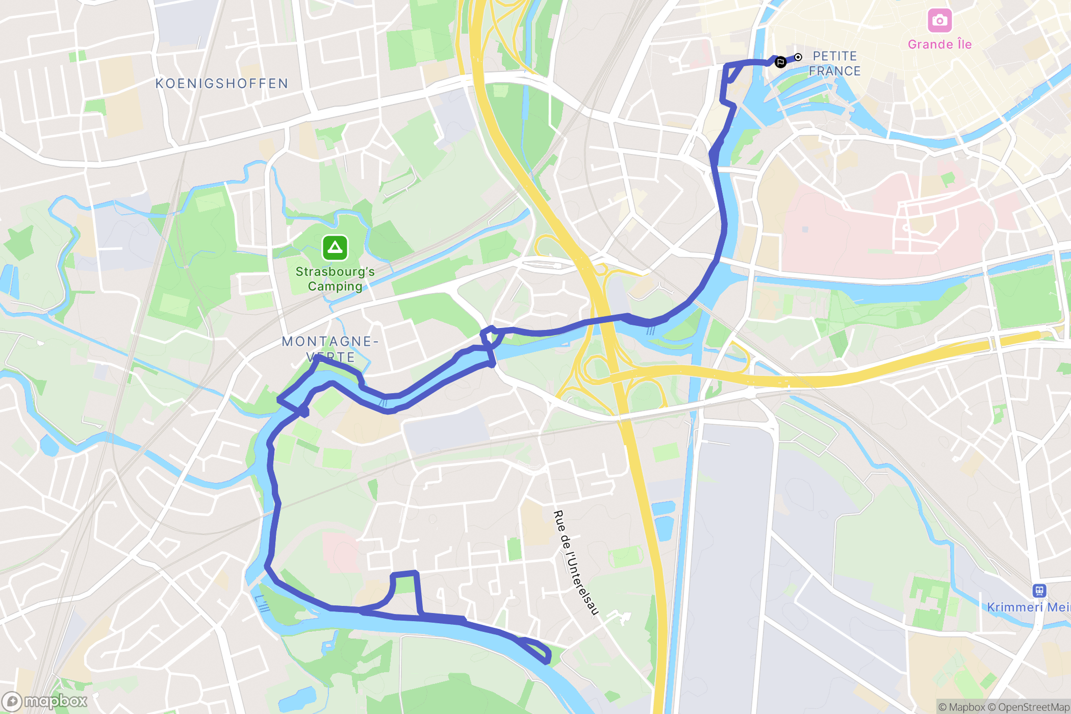 Strasbourg : carte du parcours de randonnée - France