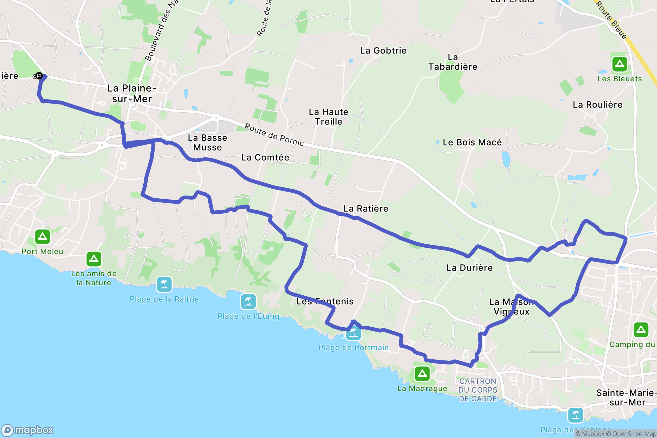 La Plaine-sur-Mer : carte du parcours de randonnée - France