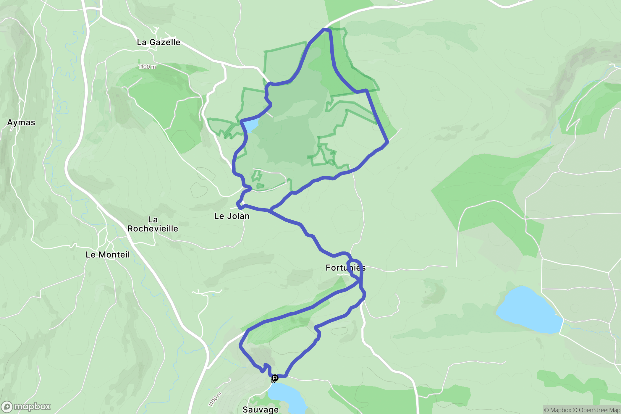 Dienne : carte du parcours de randonnée - France