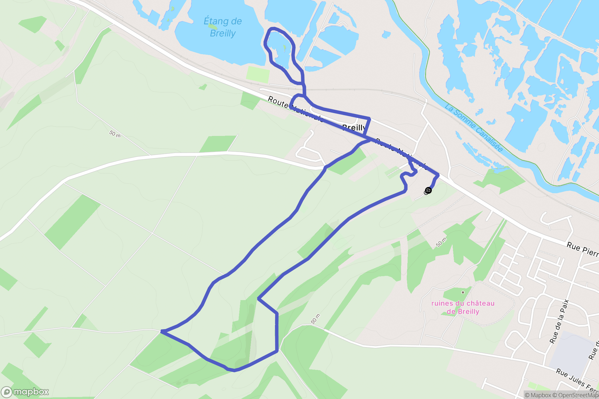 Breilly : carte du parcours de randonnée - France