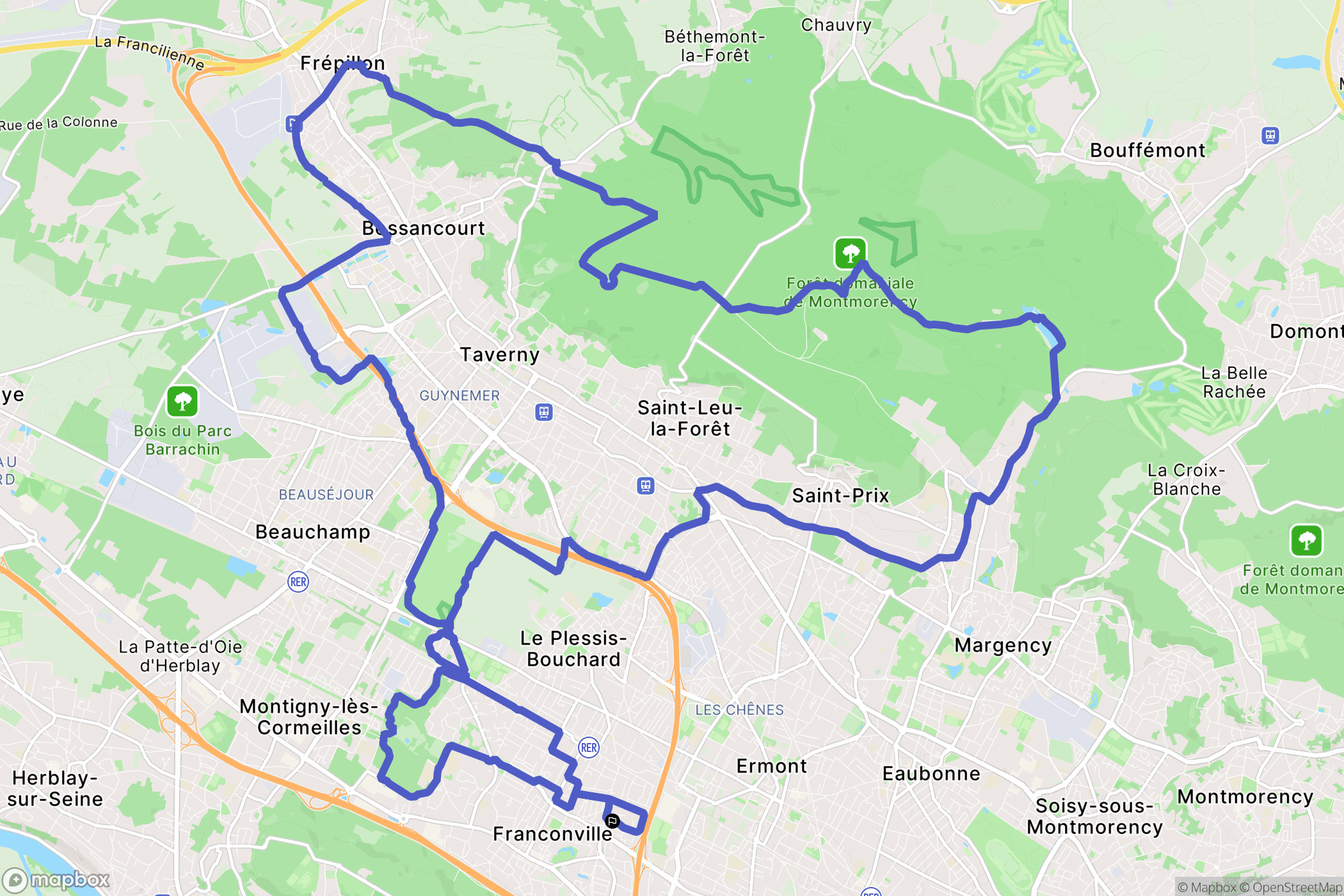 Franconville : carte du parcours de randonnée - France