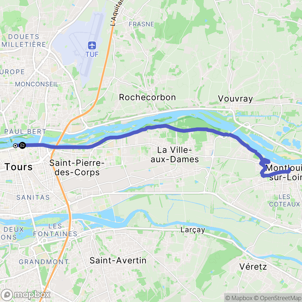 Tours : carte du parcours de randonnée - France