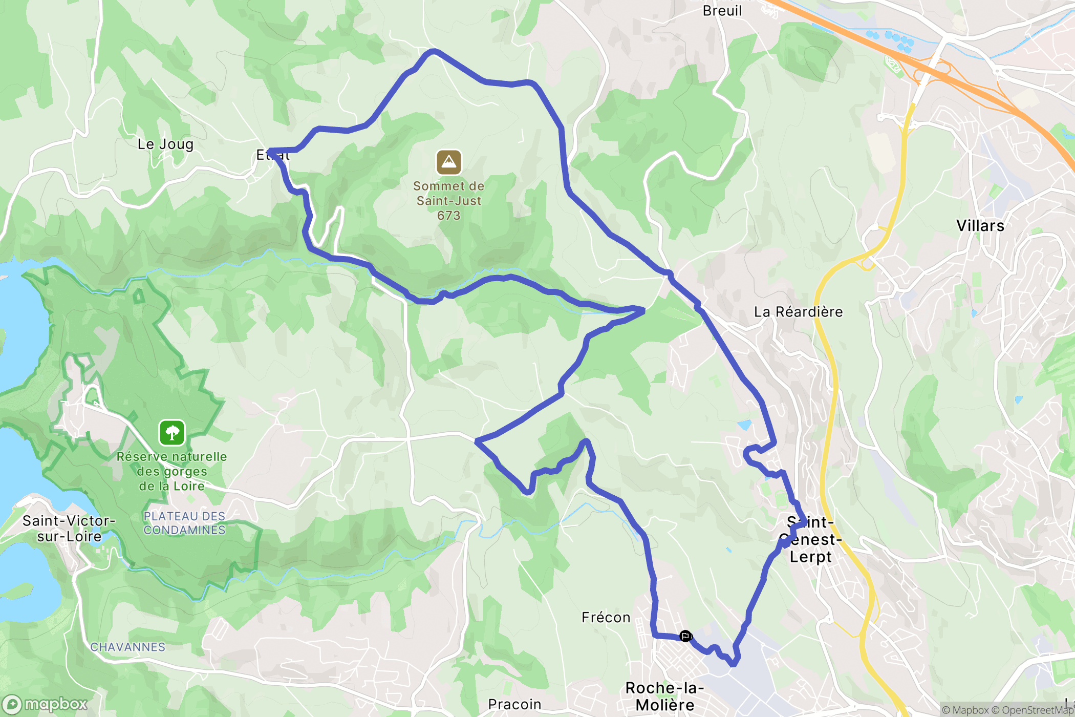 Roche-la-Molière : carte du parcours de randonnée - France