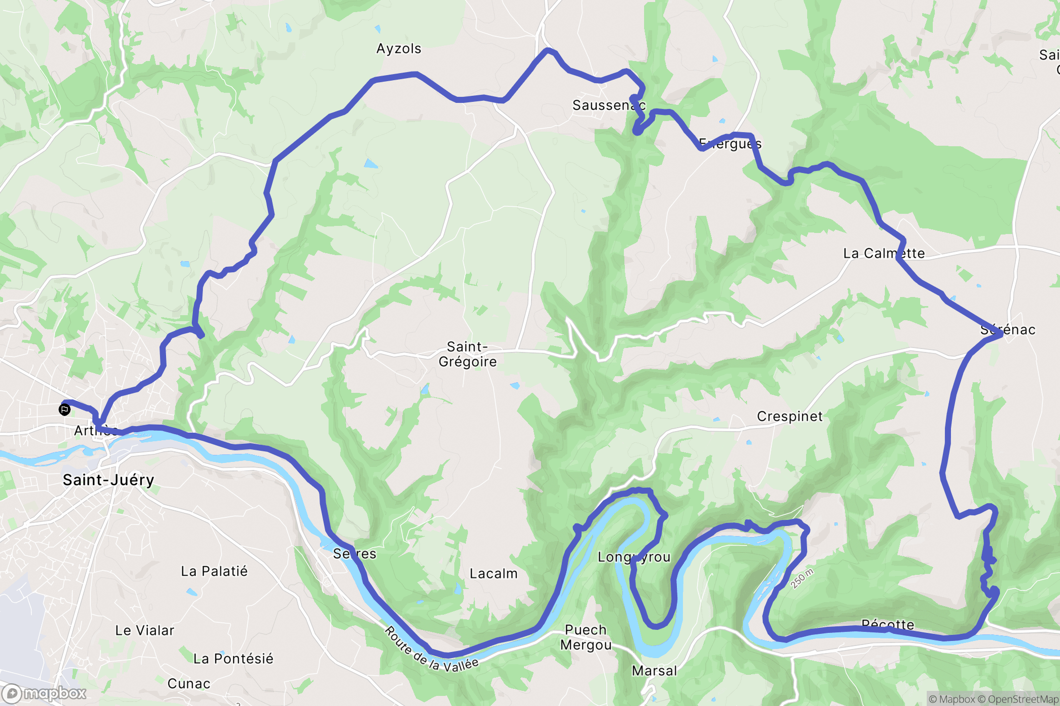 Arthès : carte du parcours de randonnée - France