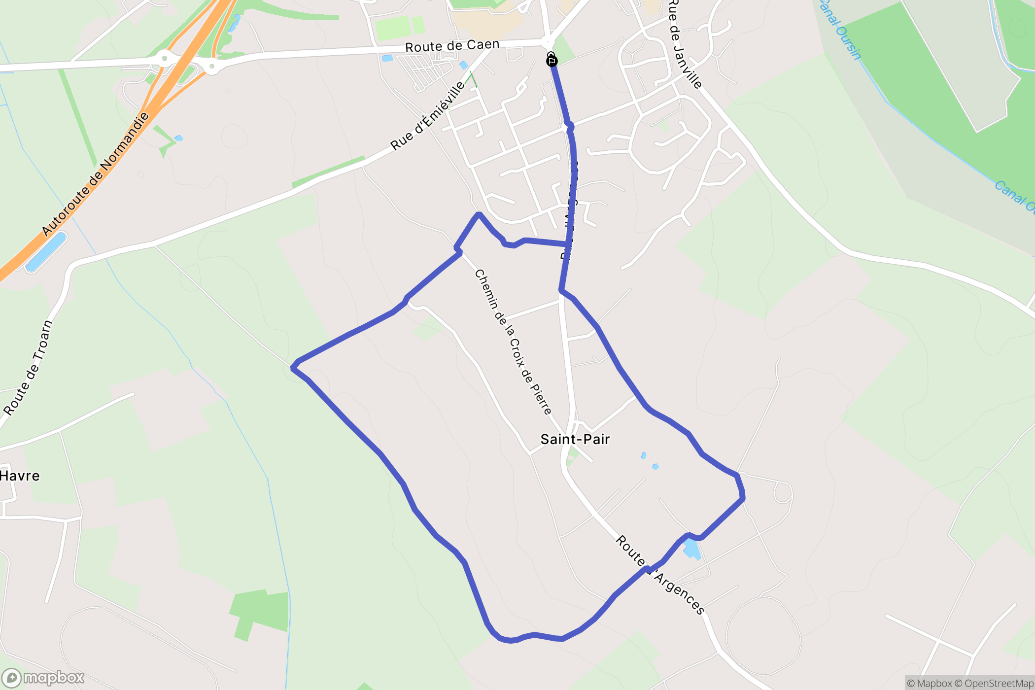 Troarn : carte du parcours de randonnée - France