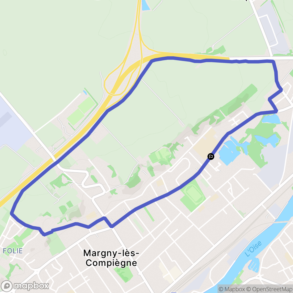 Margny-lès-Compiègne : carte du parcours de randonnée - France