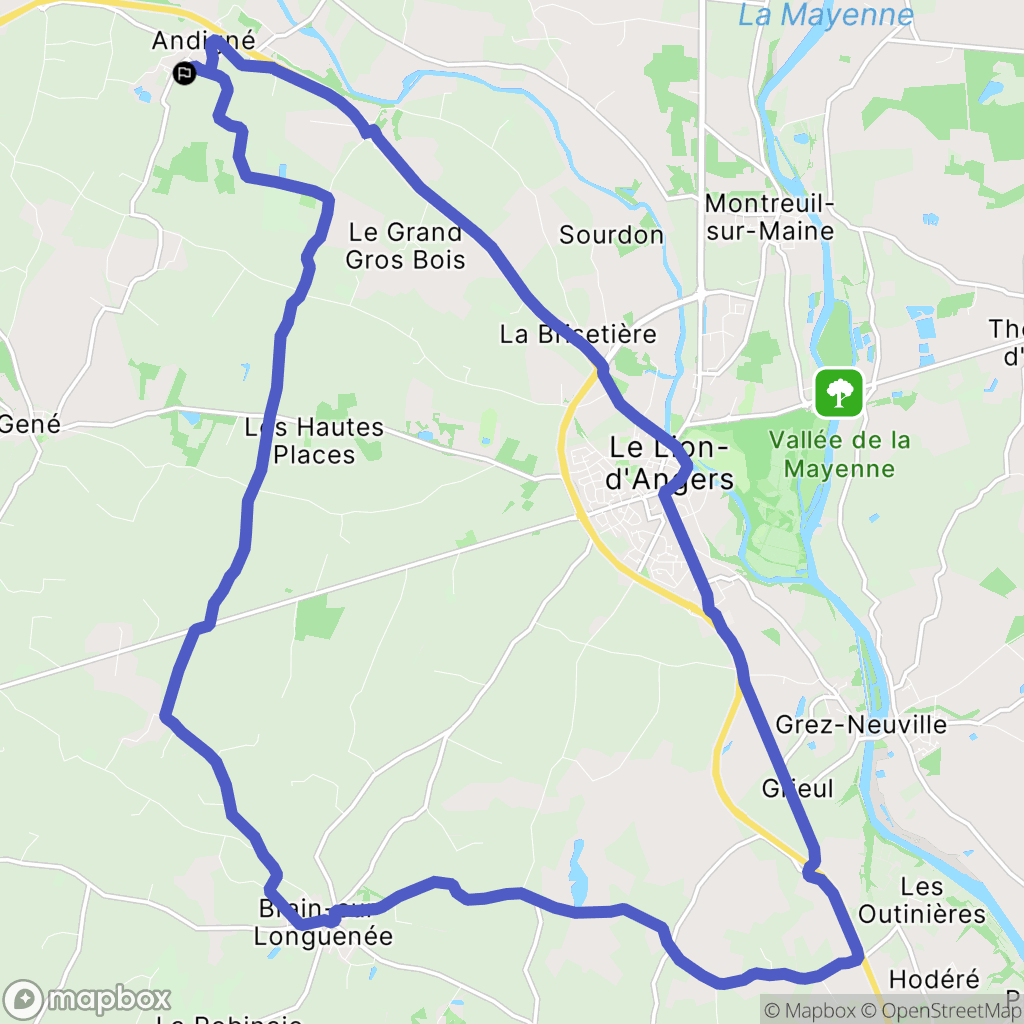 Le Lion-d'Angers : carte du parcours de randonnée - France