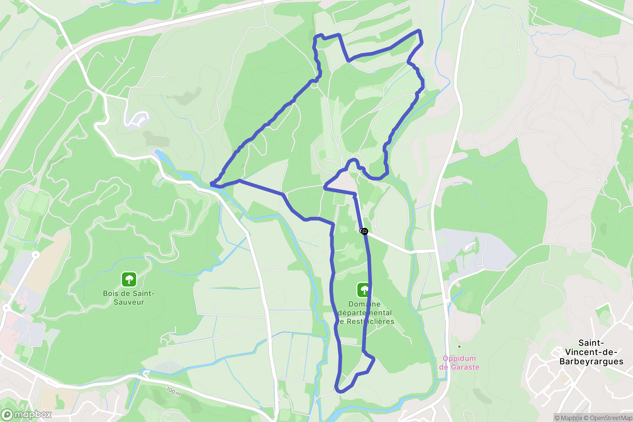 Prades-le-Lez : carte du parcours de randonnée - France