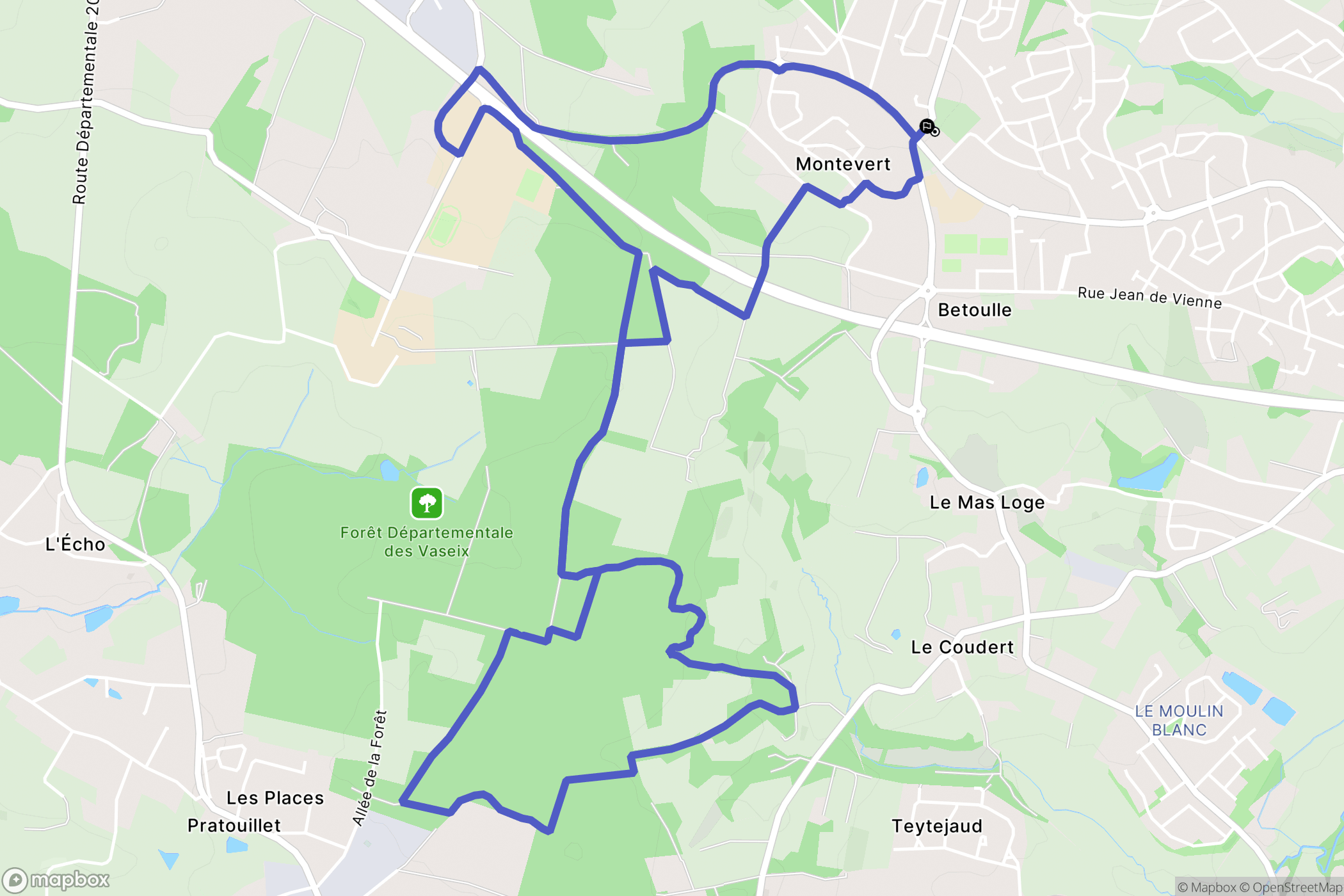 Limoges : carte du parcours de randonnée - France