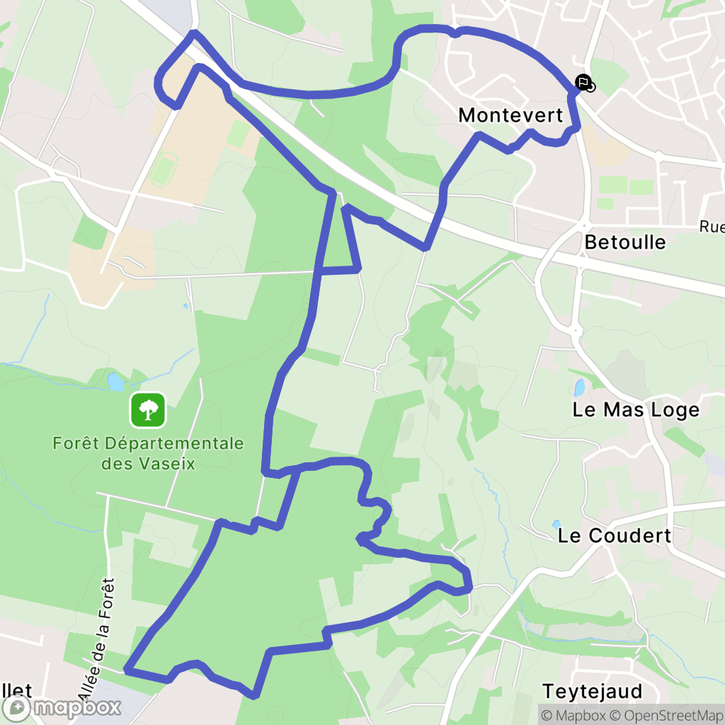 Limoges : carte du parcours de randonnée - France