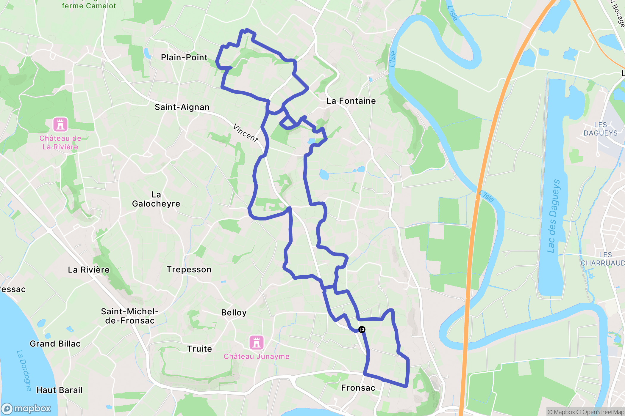 Fronsac : carte du parcours de randonnée - France