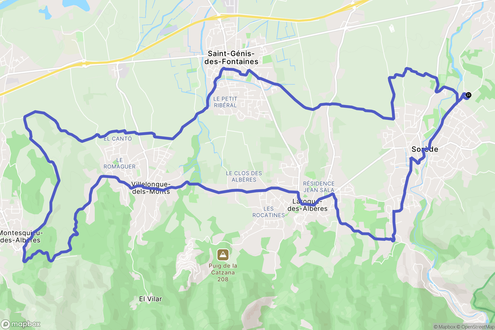 Sorède : carte du parcours de randonnée - France