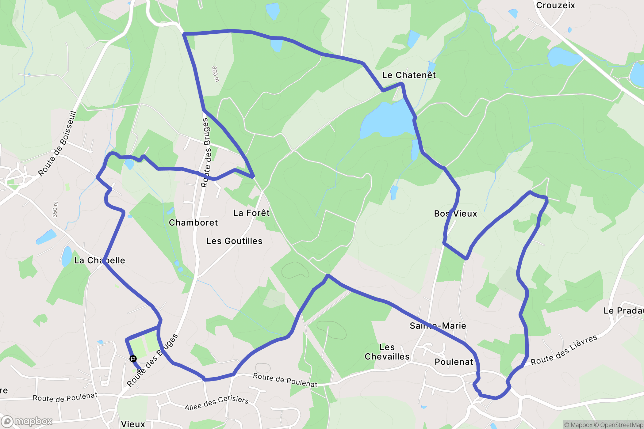Boisseuil : carte du parcours de randonnée - France