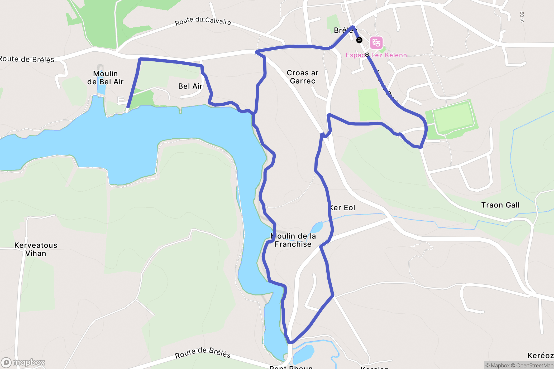 Brélès : carte du parcours de randonnée - France