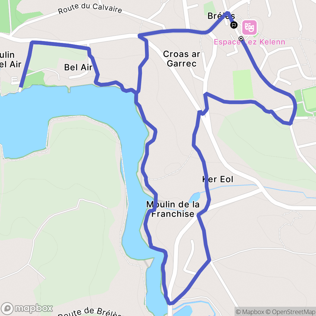 Brélès : carte du parcours de randonnée - France