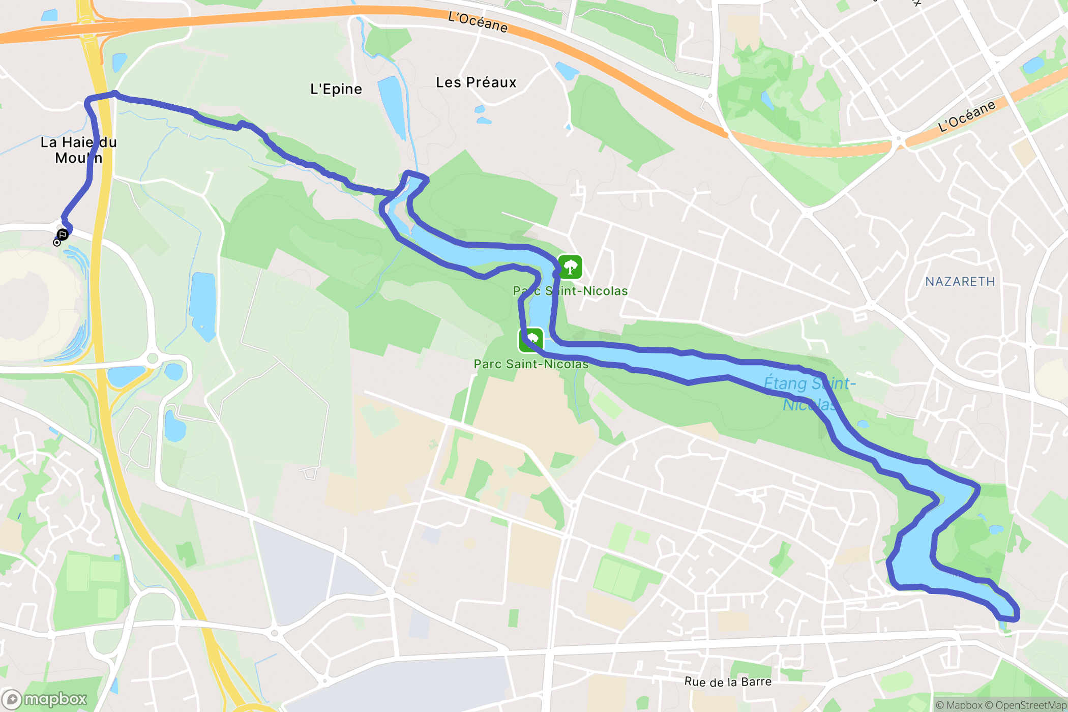 Beaucouzé : carte du parcours de randonnée - France