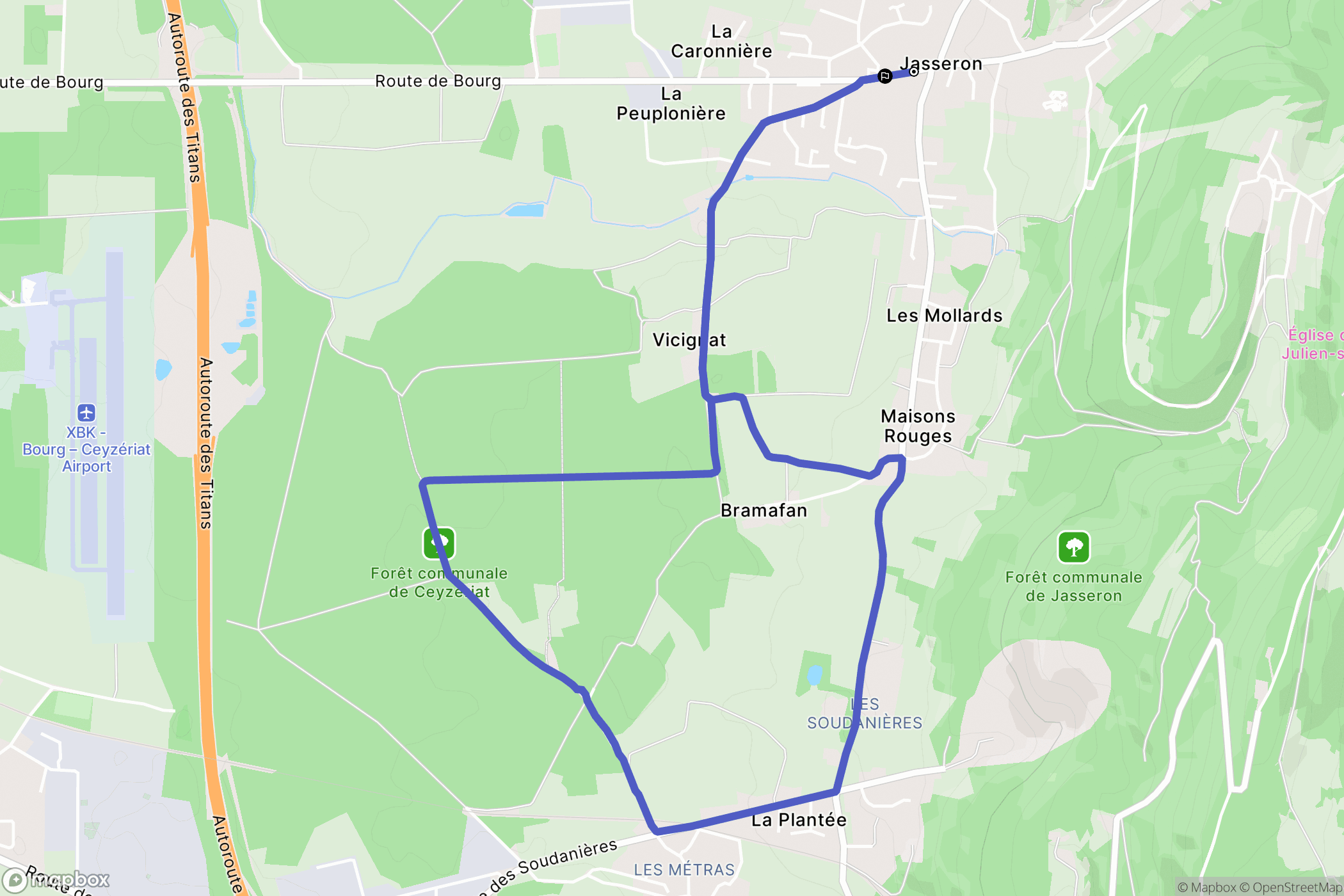 Jasseron : carte du parcours de randonnée - France