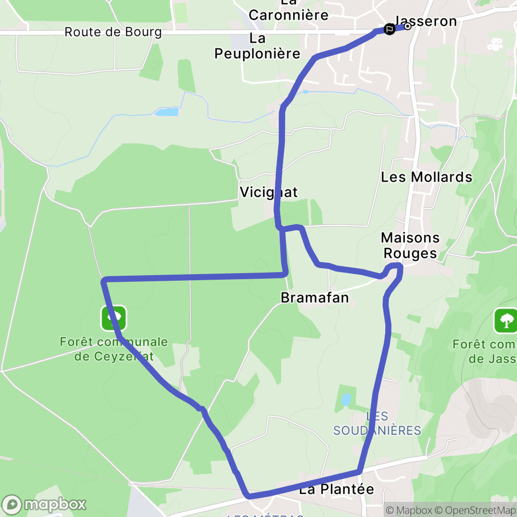Jasseron : carte du parcours de randonnée - France