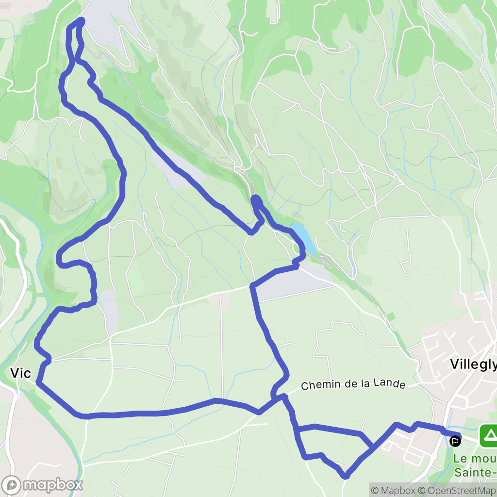 Villegly : carte du parcours de randonnée - France