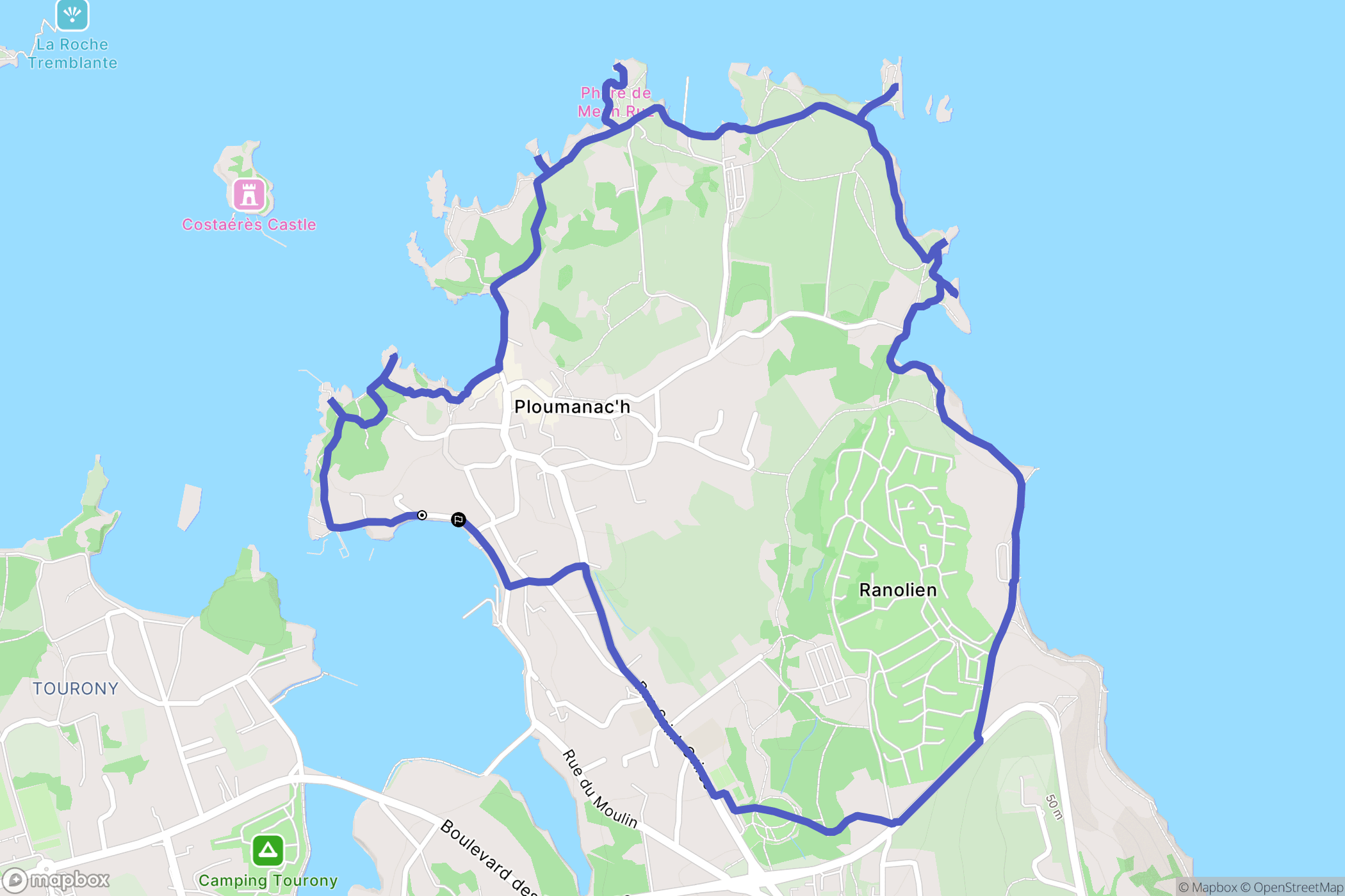 Perros-Guirec : carte du parcours de randonnée - France