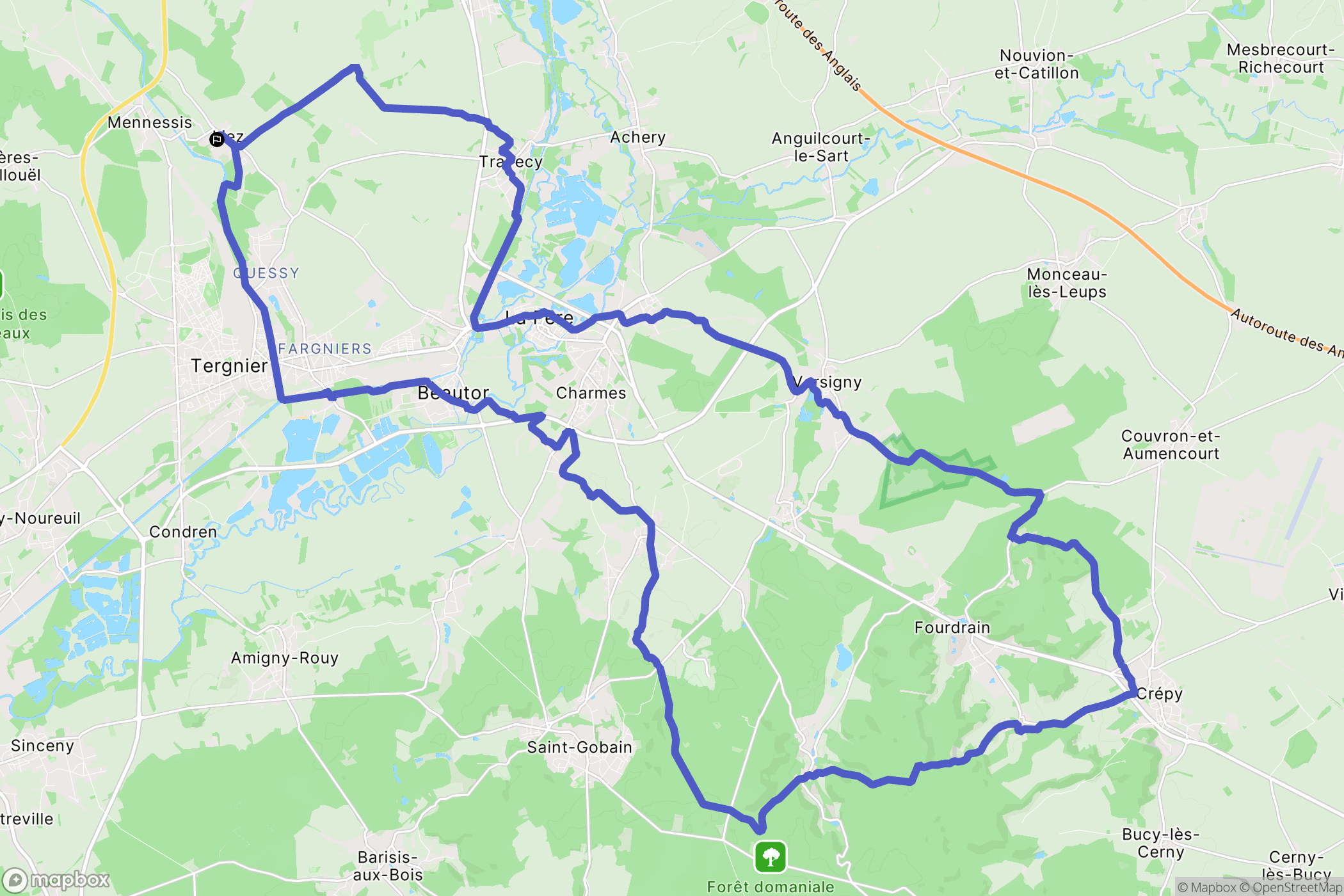 Liez : carte du parcours de randonnée - France