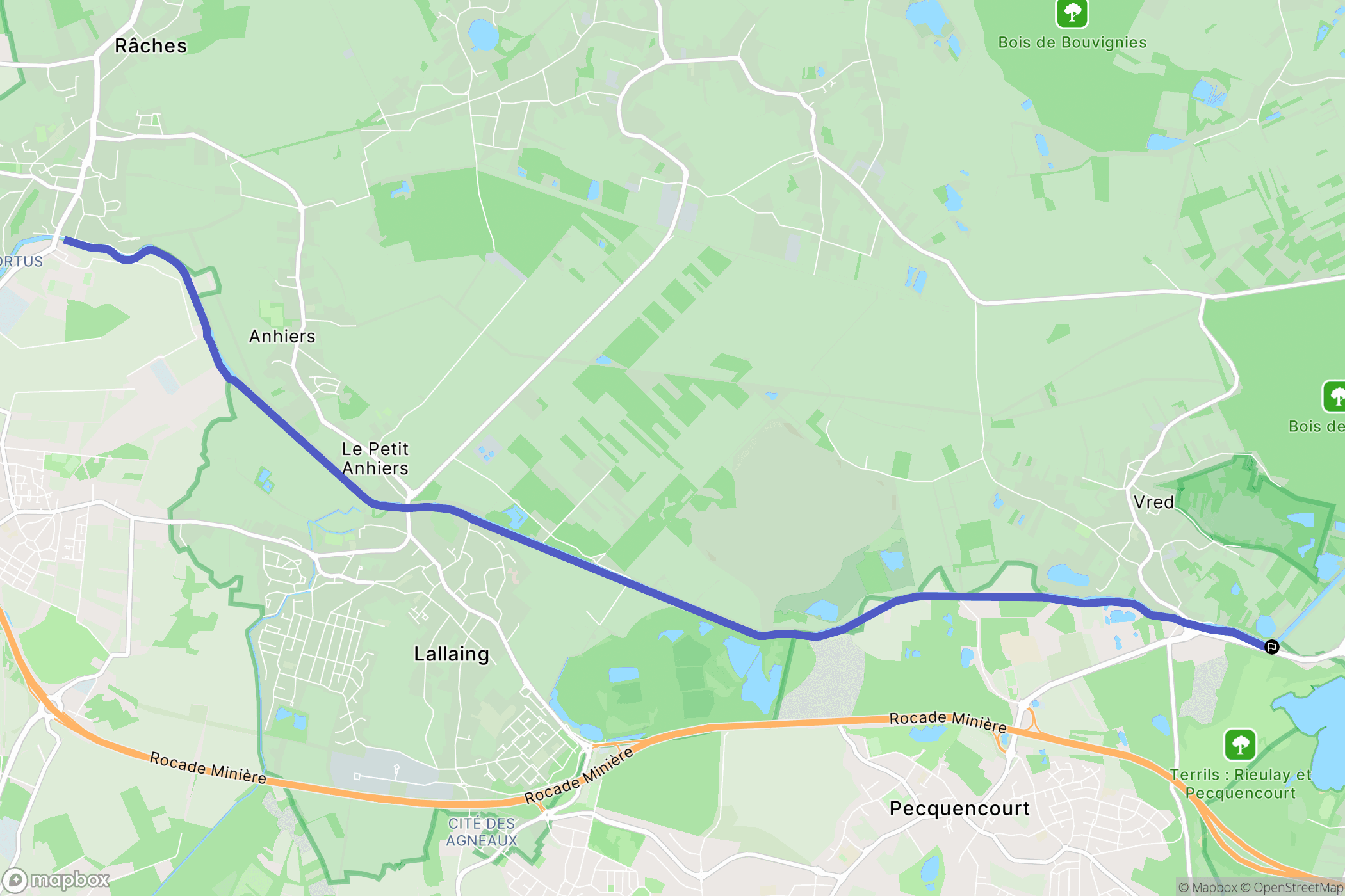 Pecquencourt : carte du parcours de randonnée - France