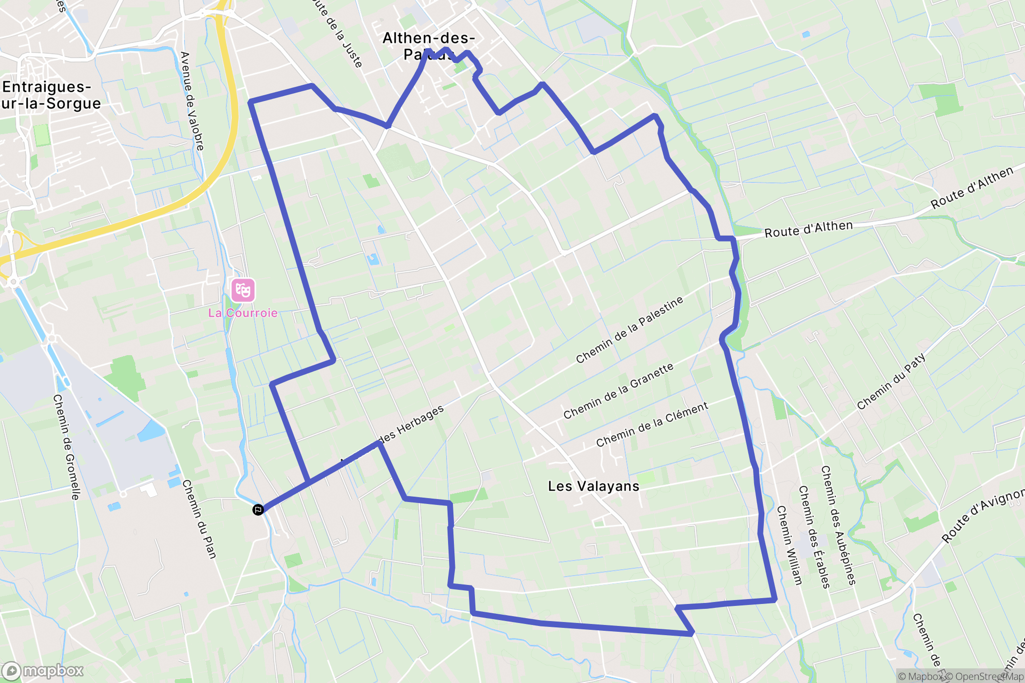 Entraigues-sur-la-Sorgue : carte du parcours de randonnée - France