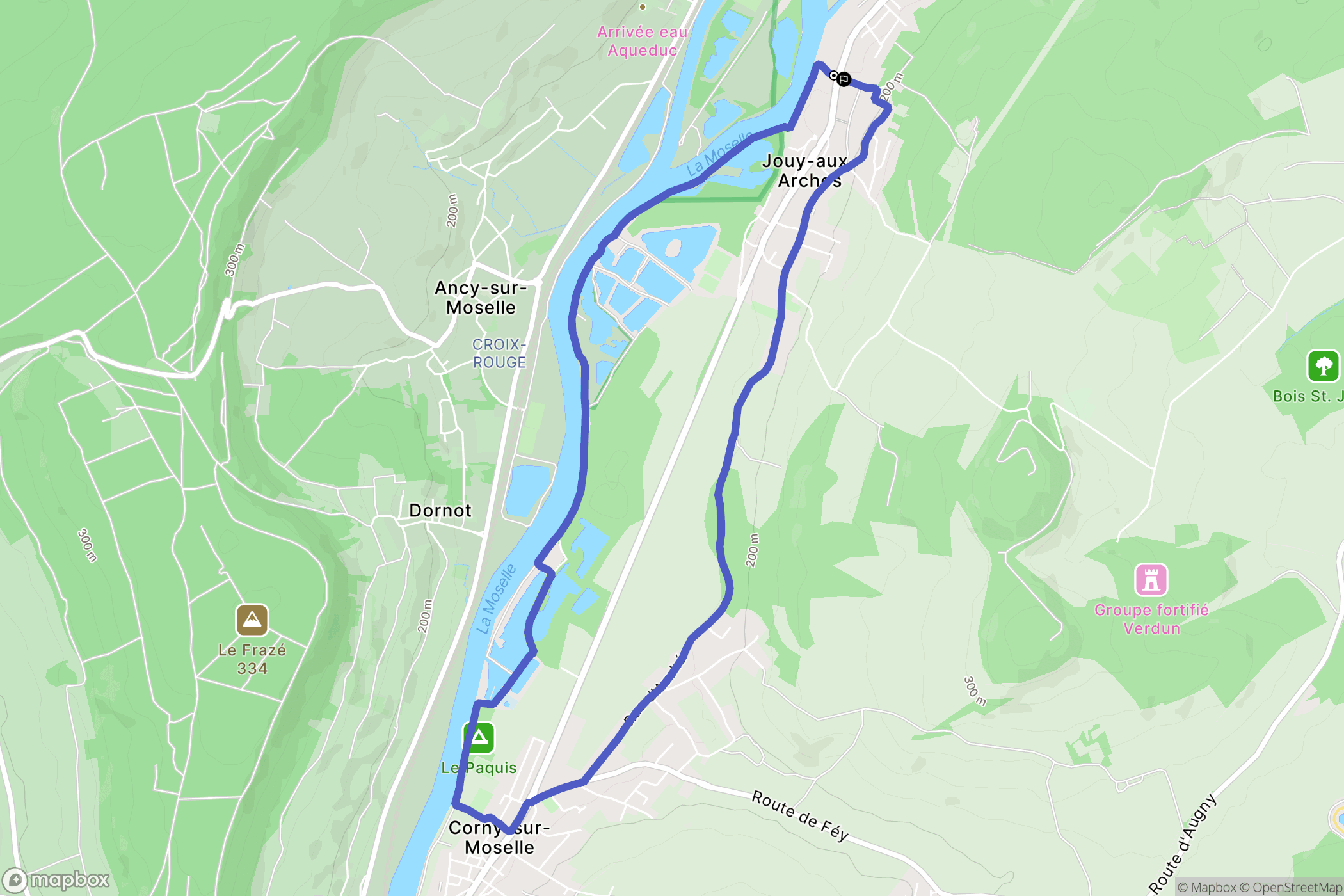 Jouy-aux-Arches : carte du parcours de randonnée - France