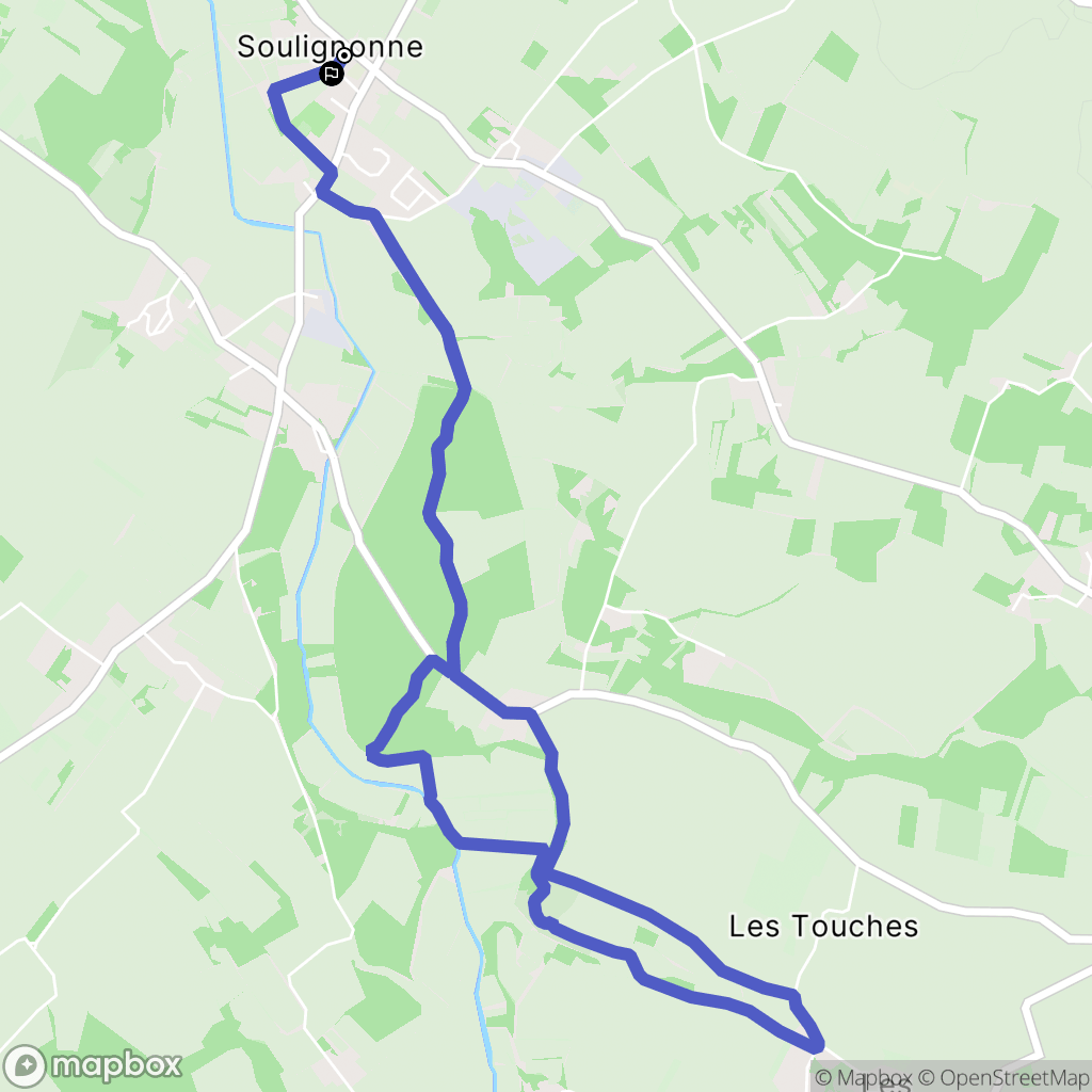 Soulignonne : carte du parcours de randonnée - France