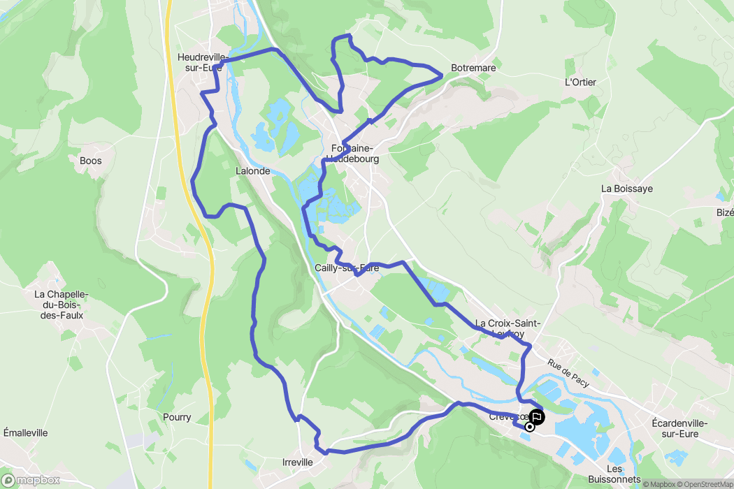 Clef-Vallée-d'Eure : carte du parcours de randonnée - France