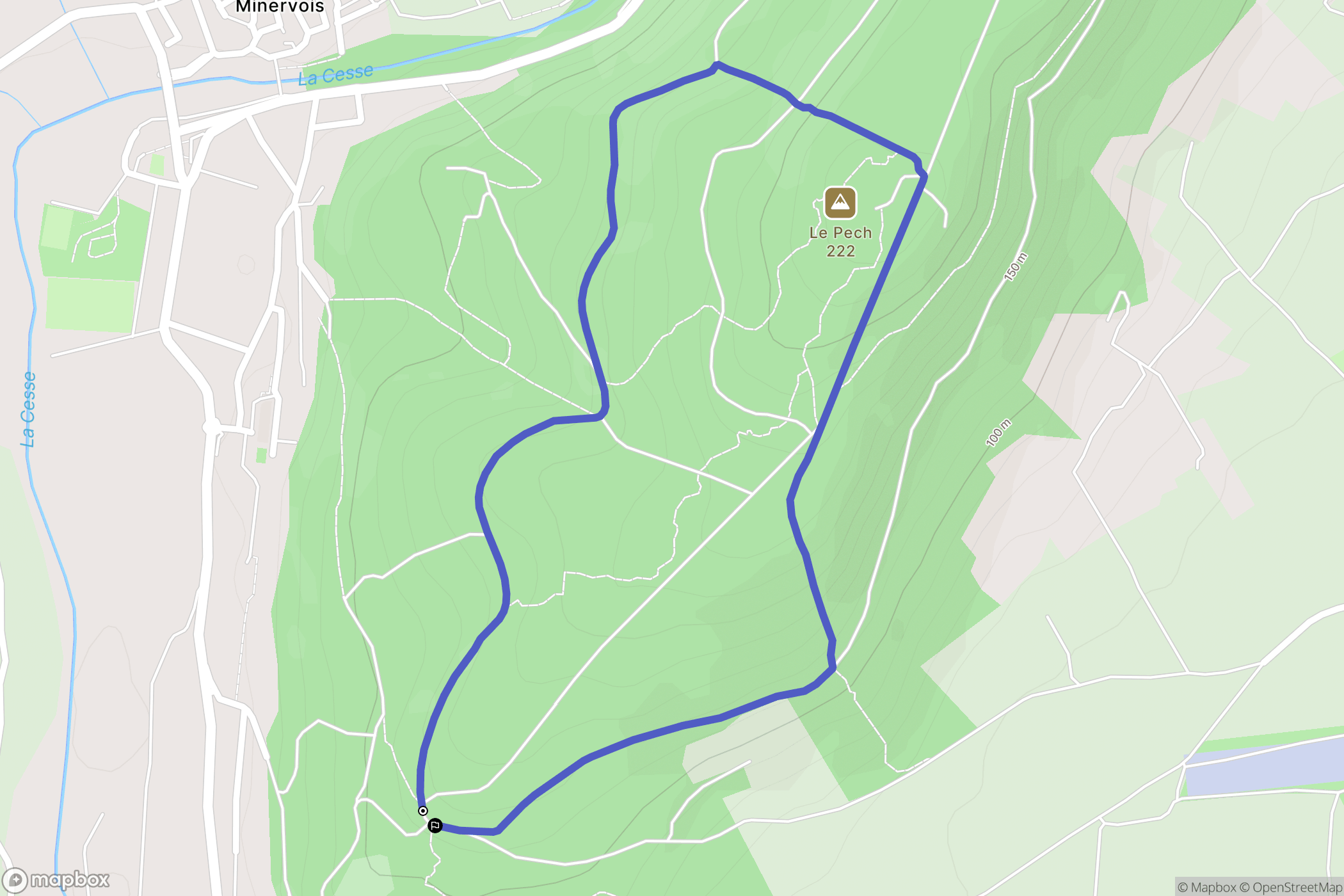 Bize-Minervois : carte du parcours de randonnée - France