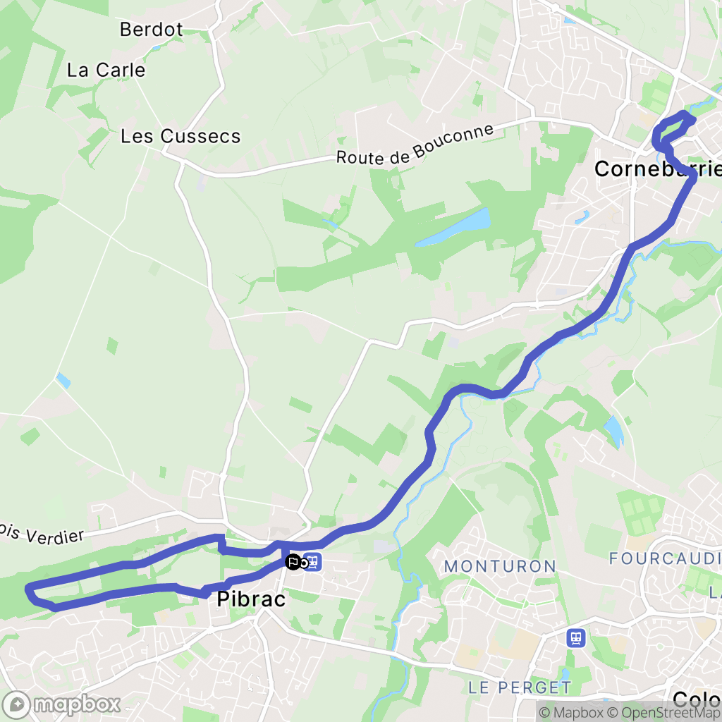 Pibrac : carte du parcours de randonnée - France
