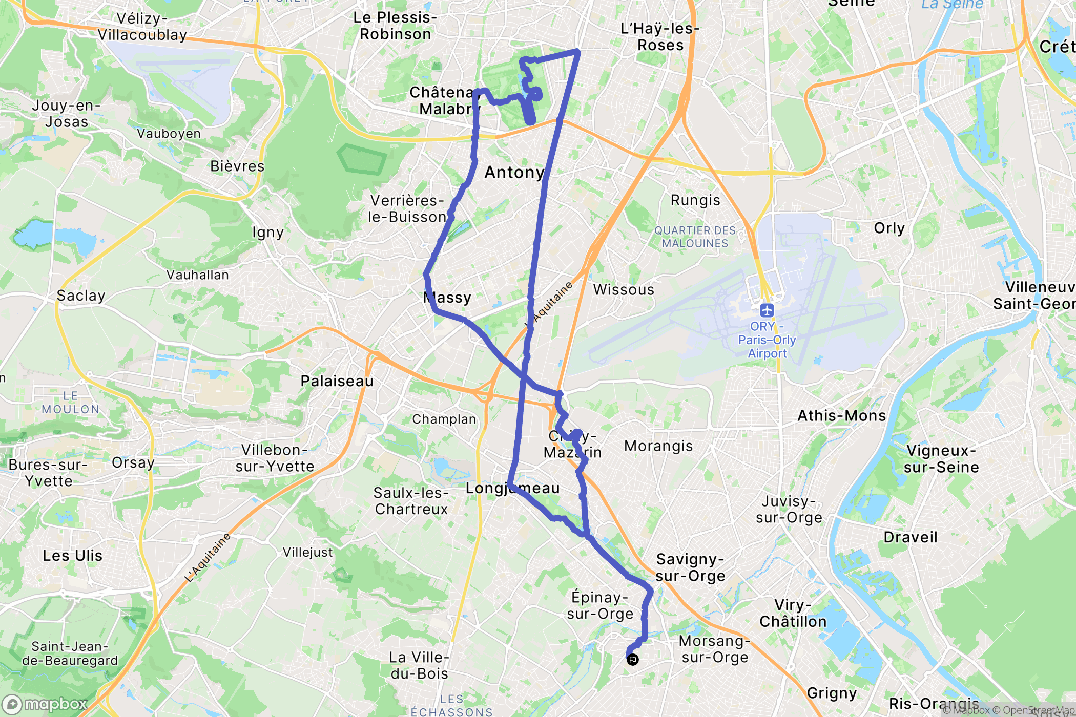 Villemoisson-sur-Orge : carte du parcours de randonnée - France