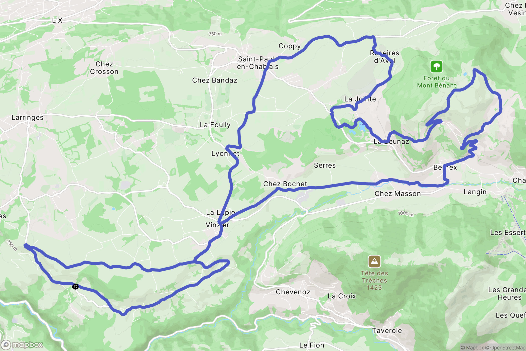 Féternes : carte du parcours de randonnée - France
