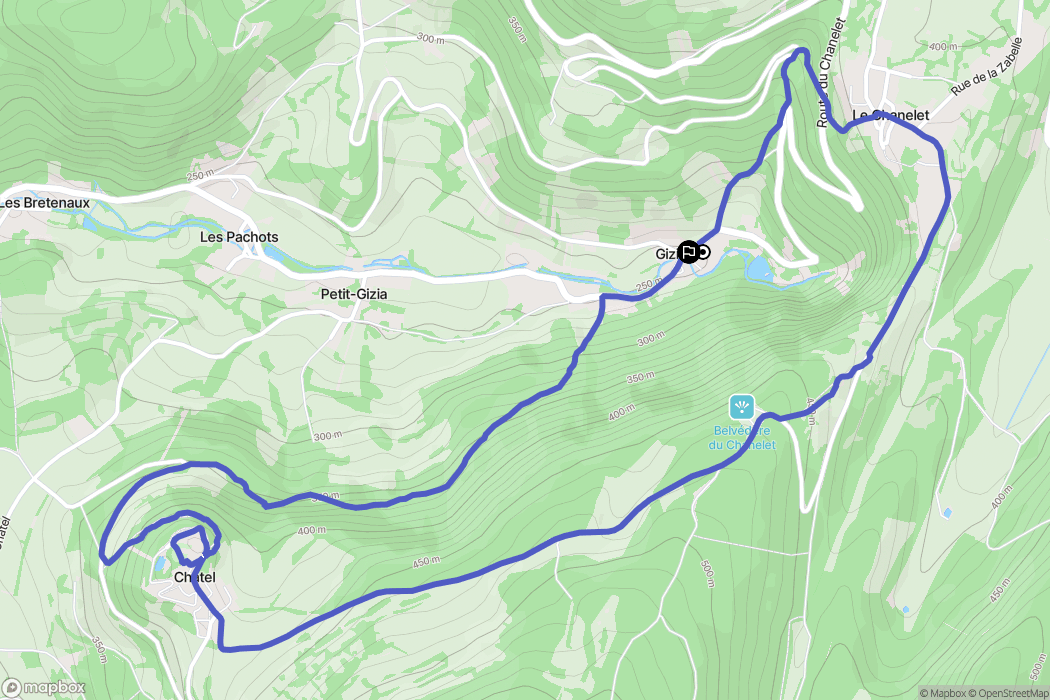 Gizia : carte du parcours de randonnée - France