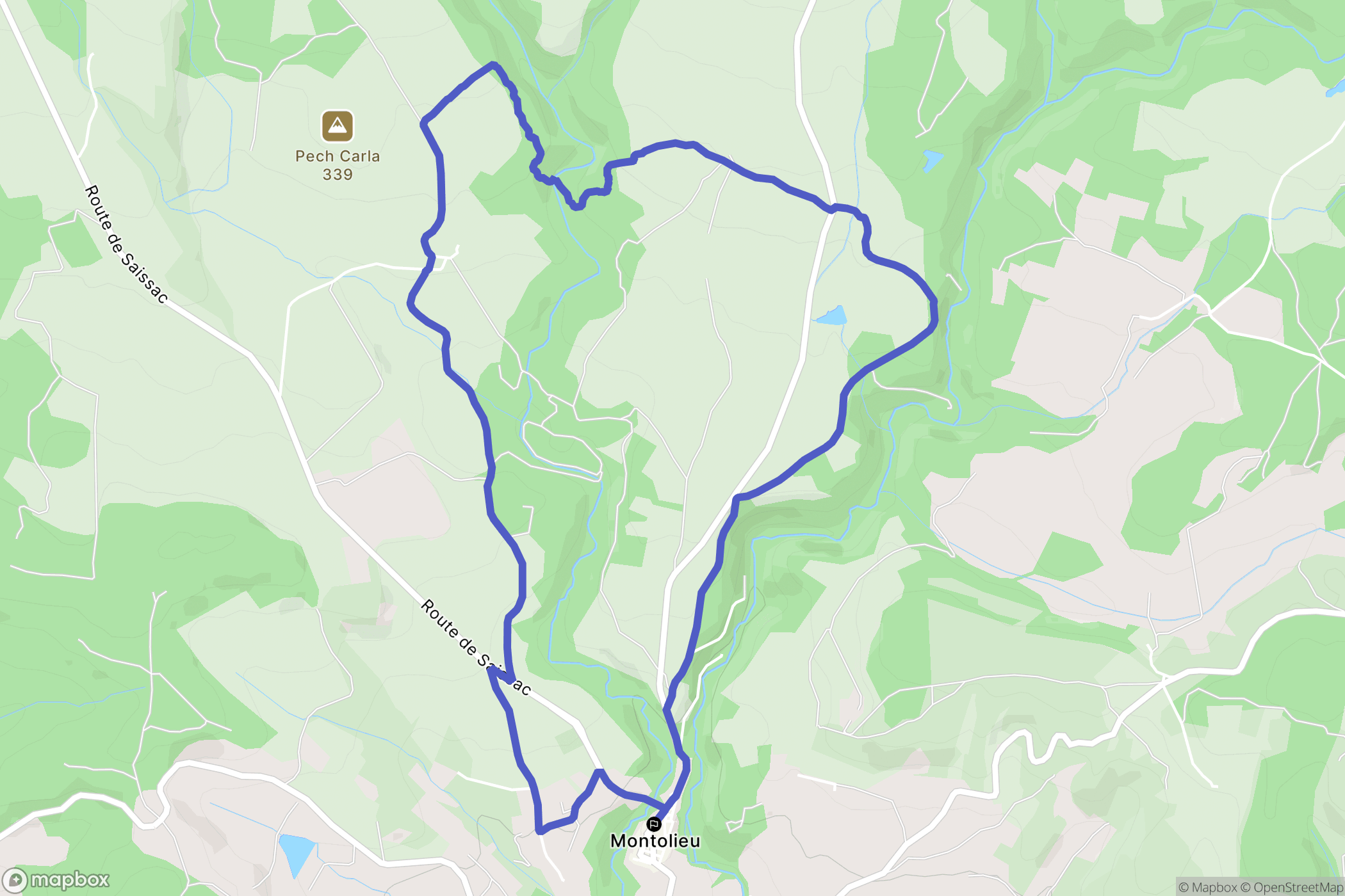 Montolieu : carte du parcours de randonnée - France