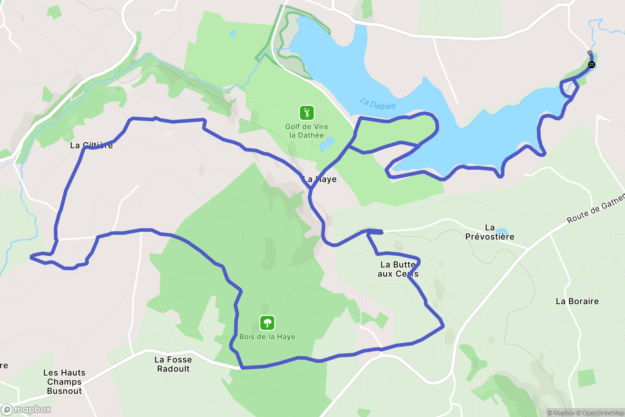 Noues de Sienne : carte du parcours de randonnée - France